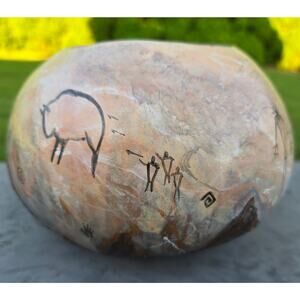 Southwestern Painted Gourd Artist Signed Spiritual Pictorial Story Beautiful